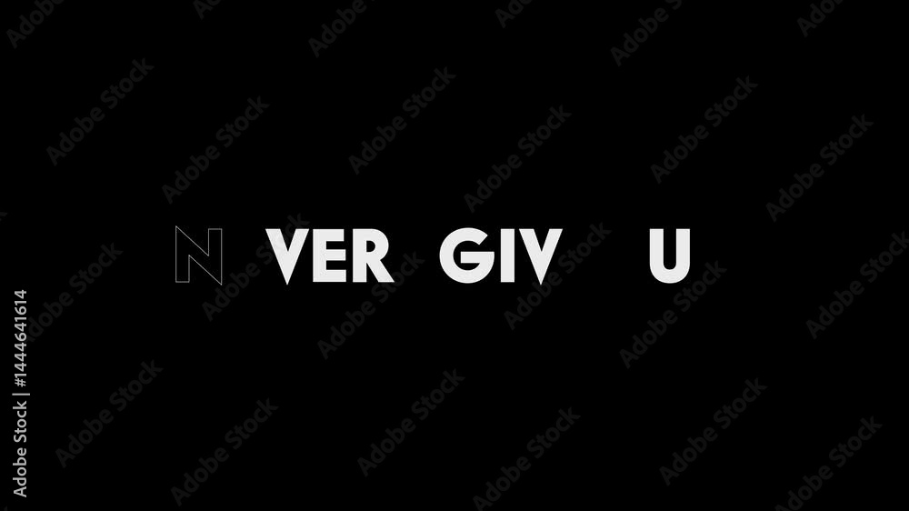 Never Give Up Flicker Text Animation on black screen, Footage 4K video
Never Give Up Flicker Text Animation on black screen, Footage 4K video