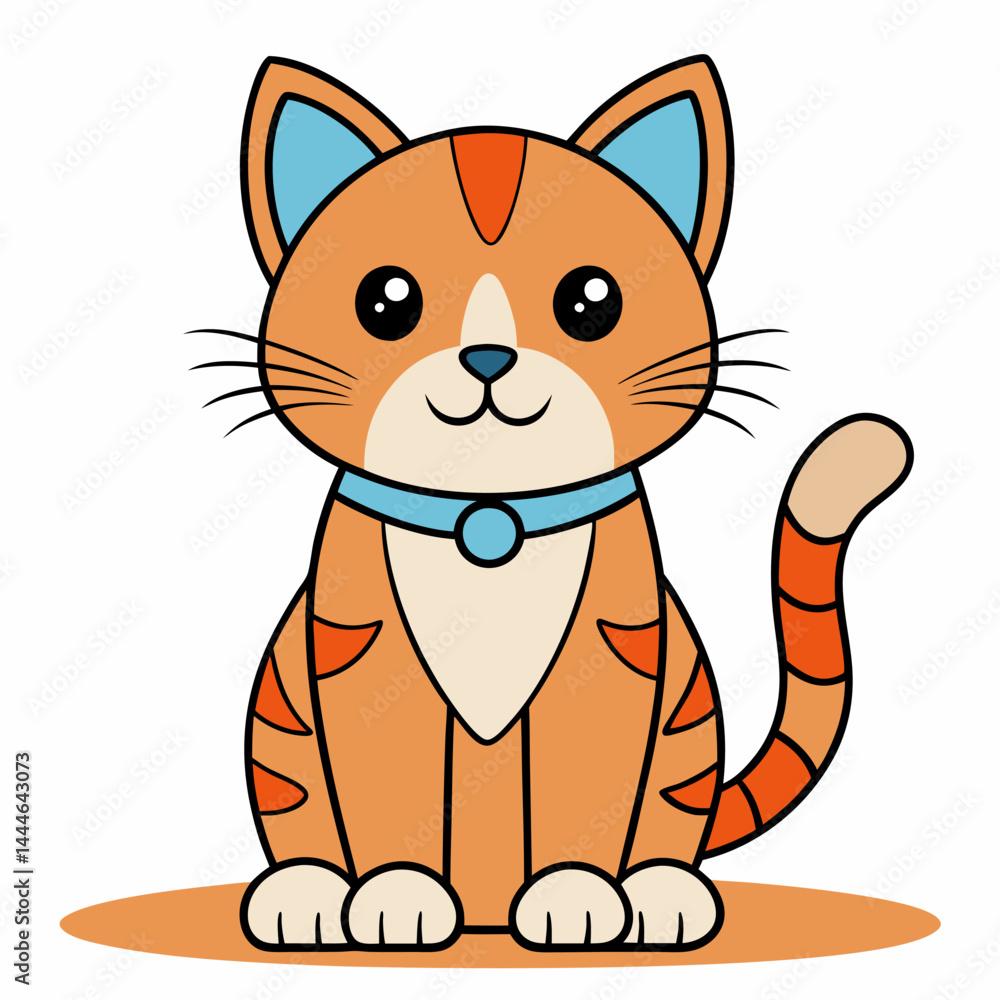 Obraz premium Cute Orange Cat Illustration . Adorable Cartoon Pet Design