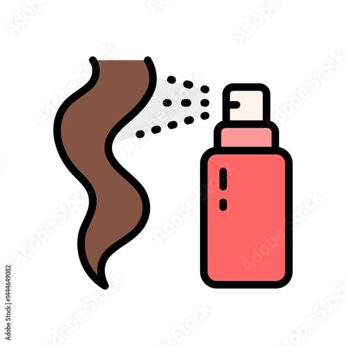 Hair care color icon, loss treatment, moisturizing and applying creatine, healthy roots, serum for follicle, using dry shampoo. Vector sign for web design isolated on white background.