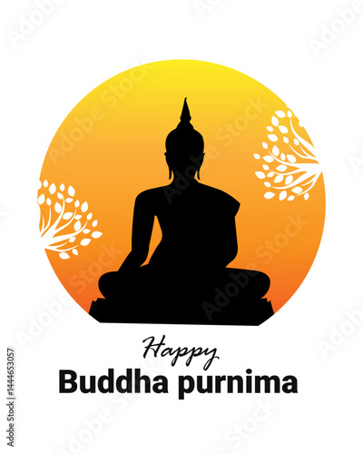 Vector illustration of Happy Buddha Purnima social media story feed mockup template with hindi text