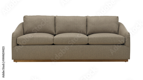 Modern three seat sofa in taupe fabric for home and office interiors