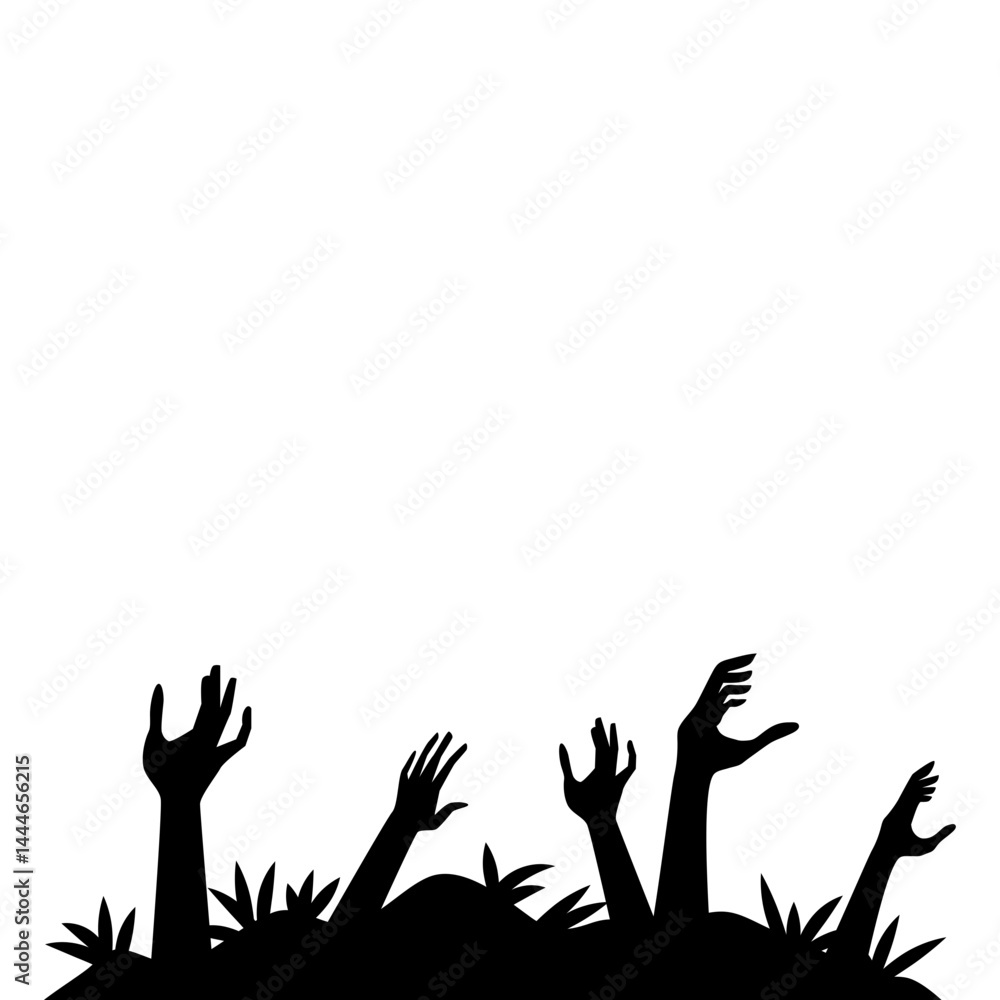 Fototapeta premium Halloween Zombie Hands Silhouette