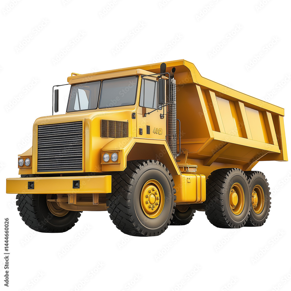 yellow dump truck isolated on transparent white background, clipping path yellow dump truck isolated on transparent white background, clipping path
