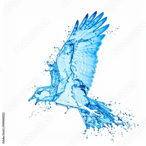 Bird shape water on white background.
