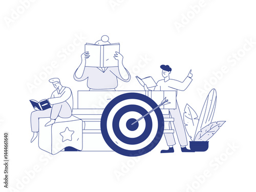 World Book Day Reading Character Flat Vector Concept Operation Hand Drawn Illustration
