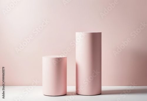 Wallpaper Mural Two elegant pink vases with intricate patterns sit gracefully on a pristine white surface, casting soft shadows that enhance their delicate beauty. Torontodigital.ca