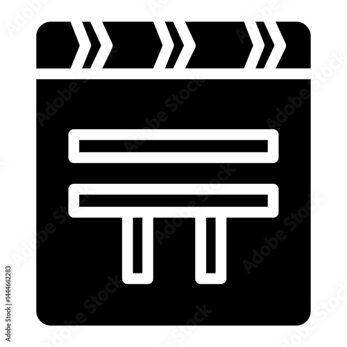 Clapboard Cut Film Glyph Icon