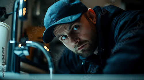 Wallpaper Mural Man in a Cap Looking Downwards in a Kitchen Setting Torontodigital.ca