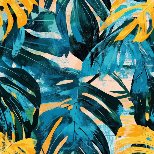 Explore vibrant tropical foliage in a seamless design perfect for summer decor and textile applications