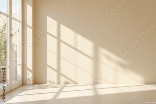 Obraz na płótnie light beige minimal abstract background with elegant window shadows, for aesthetic product presentation. w salonie