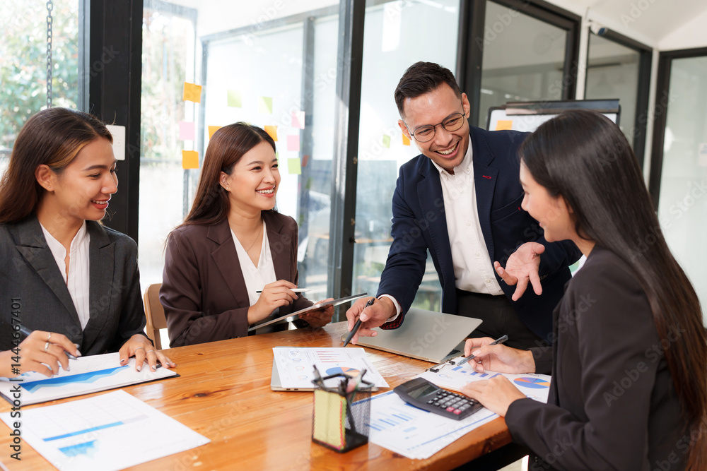 Group of business people are having a presentation meeting in an office room. Group of business people are having a presentation meeting in an office room.