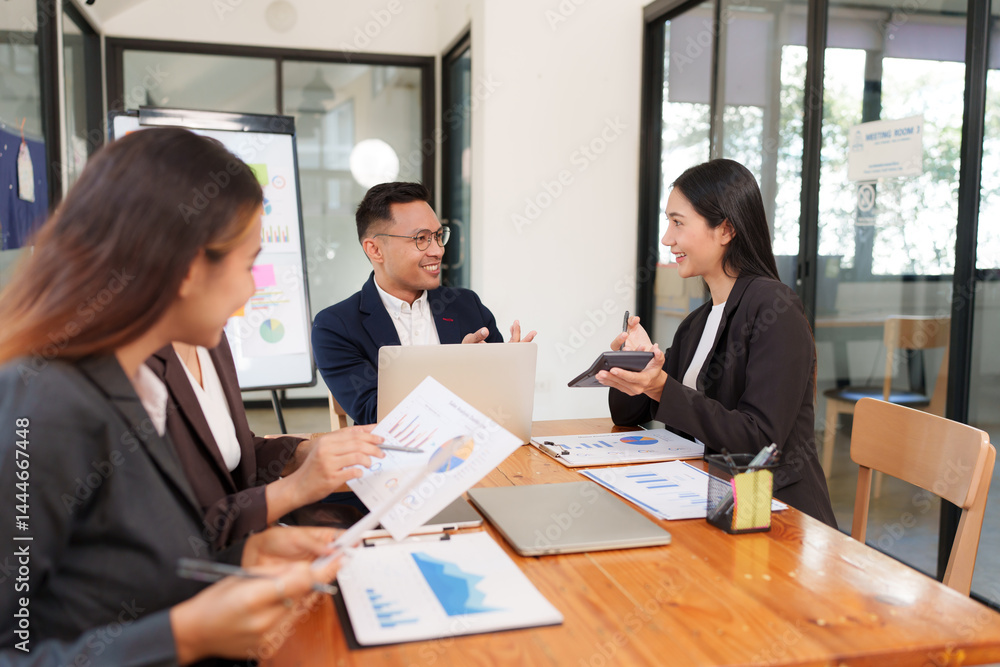 Group of business people are having a presentation meeting in an office room. Group of business people are having a presentation meeting in an office room.