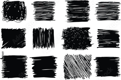 Artistic monochrome backgrounds. Hand drawn brush strokes. Multipurpose Texture Background or Pattern. Editable, Easy to reuse, EPS 10