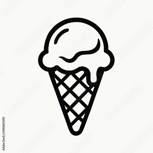Minimalist Black and White Ice Cream Cone Logo