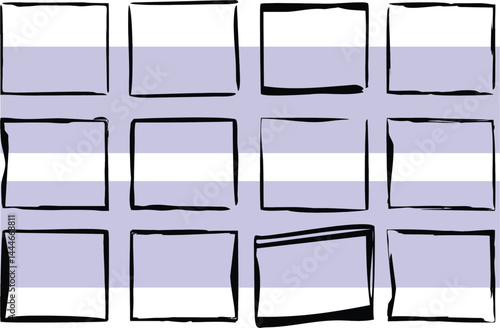 Outline frame in hand drawn style. Grunge editable vector set in sketch. Easy to change color or manipulate for poster or banner.