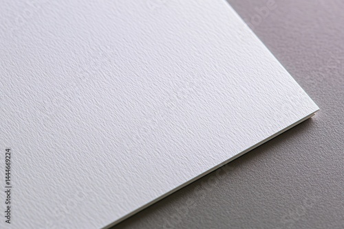 Close-up view of textured white paper corner on a smooth surface, ideal for design projects