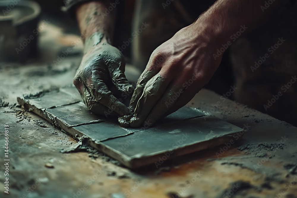 Hands Molding Clay in a Pottery Workshop Hands Molding Clay in a Pottery Workshop