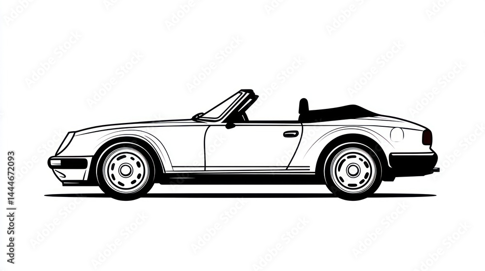 Classic Convertible Car Side View Classic Convertible Car Side View