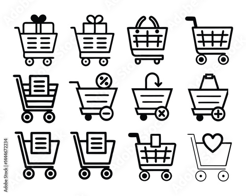 wishlist cart icon set