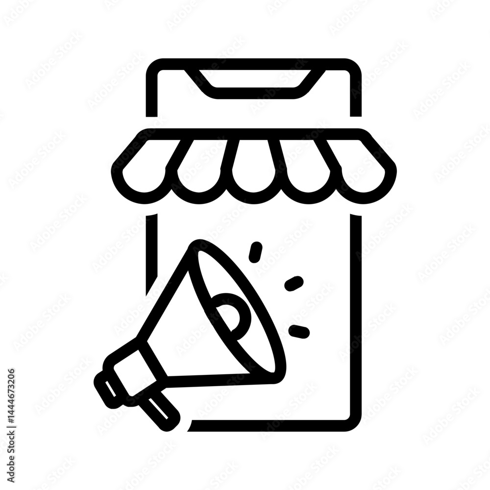 Vector black line icon for Mobile marketing Vector black line icon for Mobile marketing