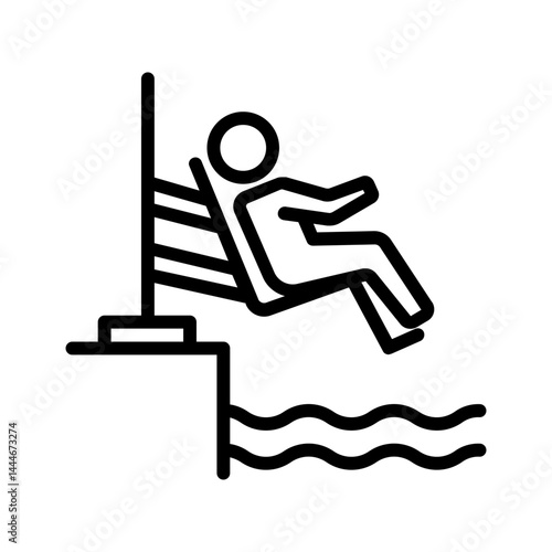 Vector black line icon for Pool hoist