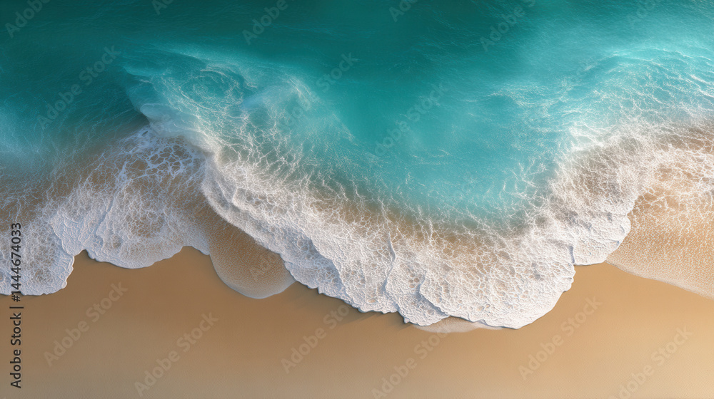 Aerial View of Turquoise Beach Waves