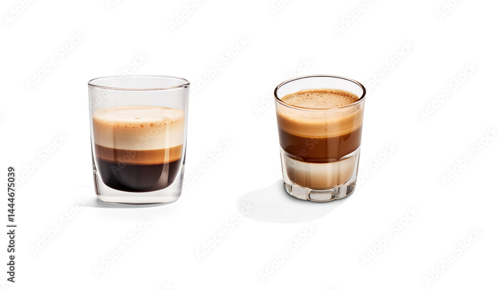 espresso in a clear glass on a transparent background espresso in a clear glass on a transparent background