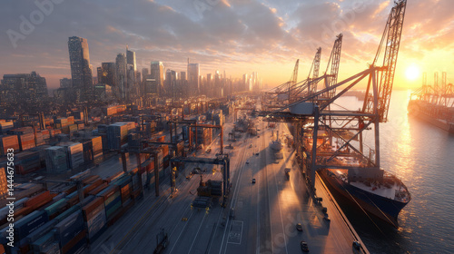 Modern City Port at Sunrise