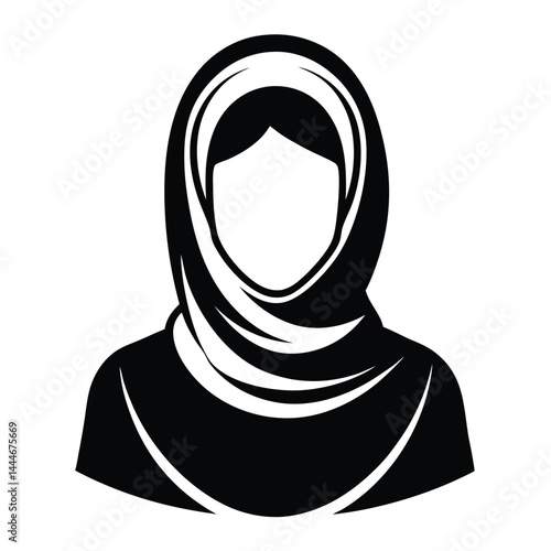 Silhouette Of Faceless Woman in Hijab, Muslim Female Icon, Arabic Culture Headscarf