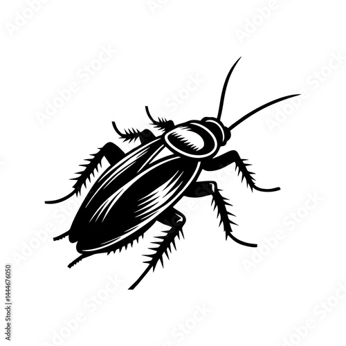 Cockroach Silhouette Clipart Illustration of Insect Pest Shadow Flat Outline Vector Artwork Realistic Bug Crawling Graphic Symbol Animal Isolated Dirty Home Infestation Exoskeleton