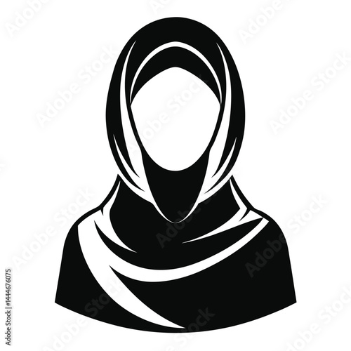 Muslim Woman Silhouette. Traditional Hijab. Islamic Female Portrait. Modest Apparel