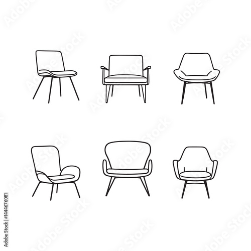 Clean and Sleek Modern Chair Outline Illustration for Graphic Use