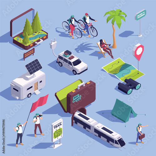 Sustainable travel Isometric Original Set