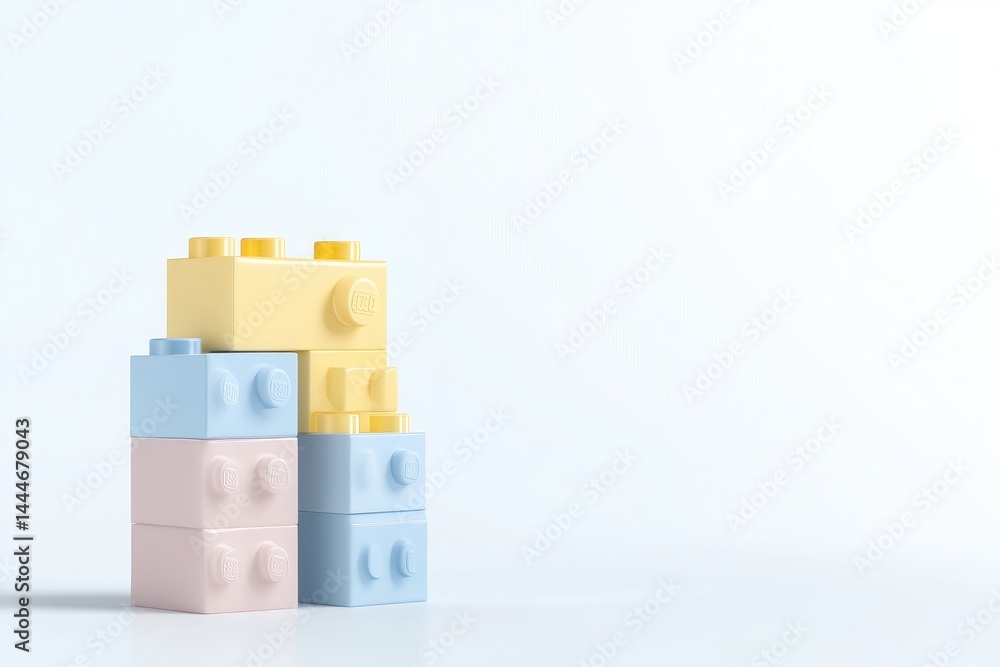 Obraz premium Pastel-colored building blocks arranged in a stack