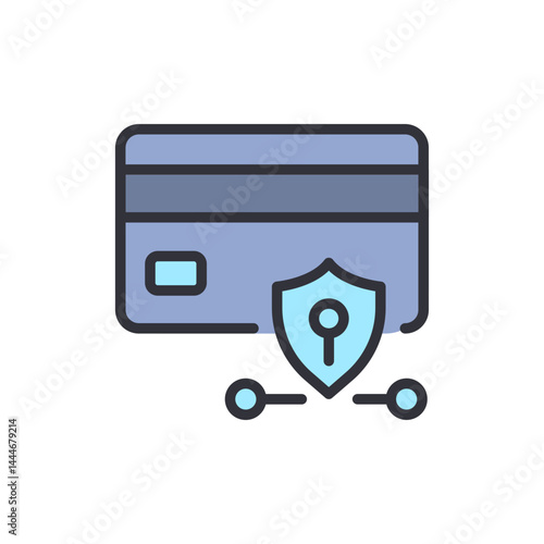Credit card protection colored icons, minimalist vector illustration ,simple transparent graphic element .Isolated on white background