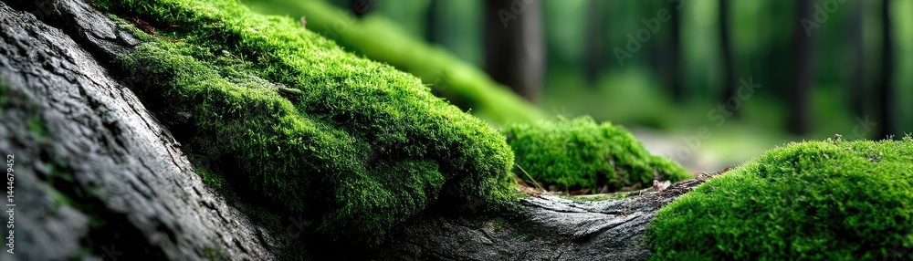 Green moss under forest light with peaceful mood concept. Close-up of vibrant green moss covering a natural forest surface. Green moss under forest light with peaceful mood concept. Close-up of vibrant green moss covering a natural forest surface.