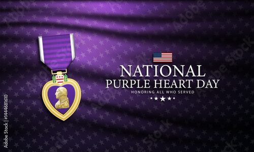 National Purple Heart Day August 7 Background Vector Illustration