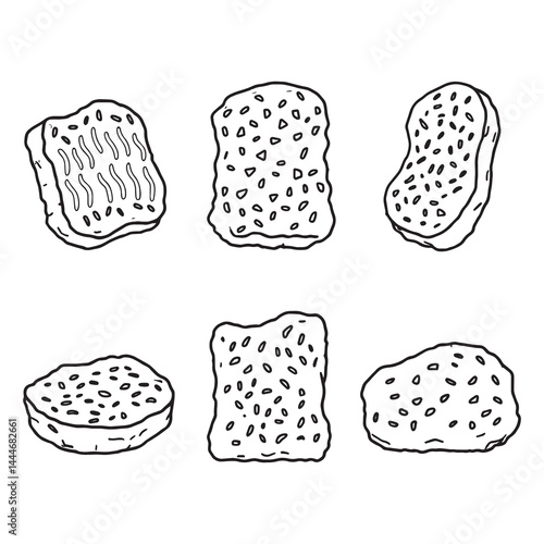 Contemporary Line Art Illustration of Meatloaf and Sides