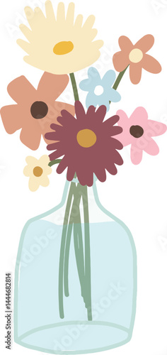 Colorful Floral Bouquet in a Glass Vase
