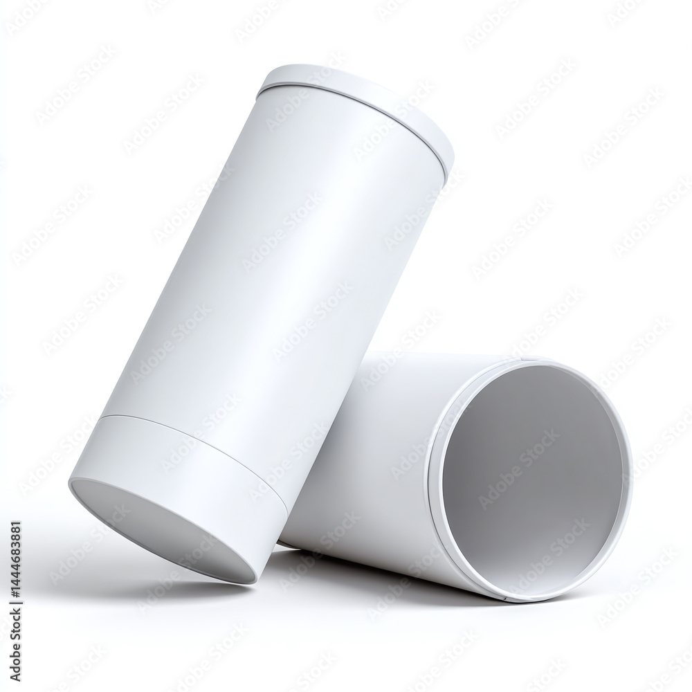 White Cylindrical Container Leaning Mockup White Cylindrical Container Leaning Mockup