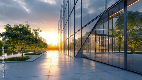 Obraz na płótnie Modern Office Building at Sunset w salonie