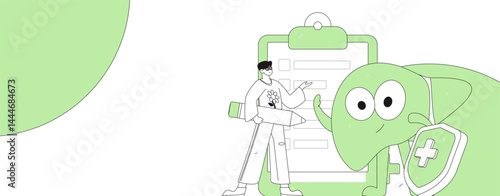 National Liver Protection Day Medical Characters Flat Vector Concept Operation Hand Drawn Illustration
