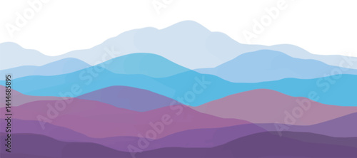 Mountain colors, translucent waves, sunset, abstract glass shapes, modern background, design vector illustration