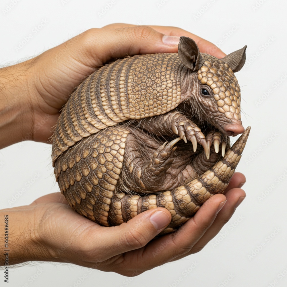 Obraz premium Armored Armadillo Roaming Wild Terrain in Natural Light