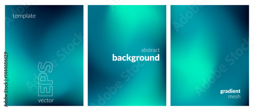 Abstract blurred background set. Gradient mesh. Dark color mix. Effect soft glow blue black blend. Modern design template for web covers, ad banners, posters, brochures, flyers. Vector EP