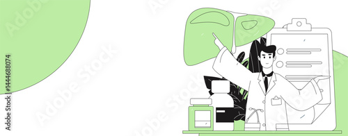 National Liver Protection Day Medical Characters Flat Vector Concept Operation Hand Drawn Illustration
