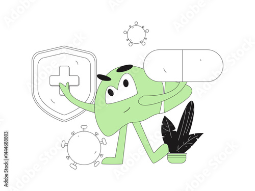 National Liver Protection Day Medical Characters Flat Vector Concept Operation Hand Drawn Illustration
