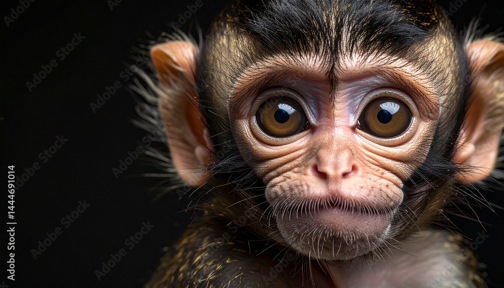baby monkey on dark background baby monkey on dark background