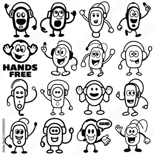 Handsfree Mascot Character Vector Illustration.