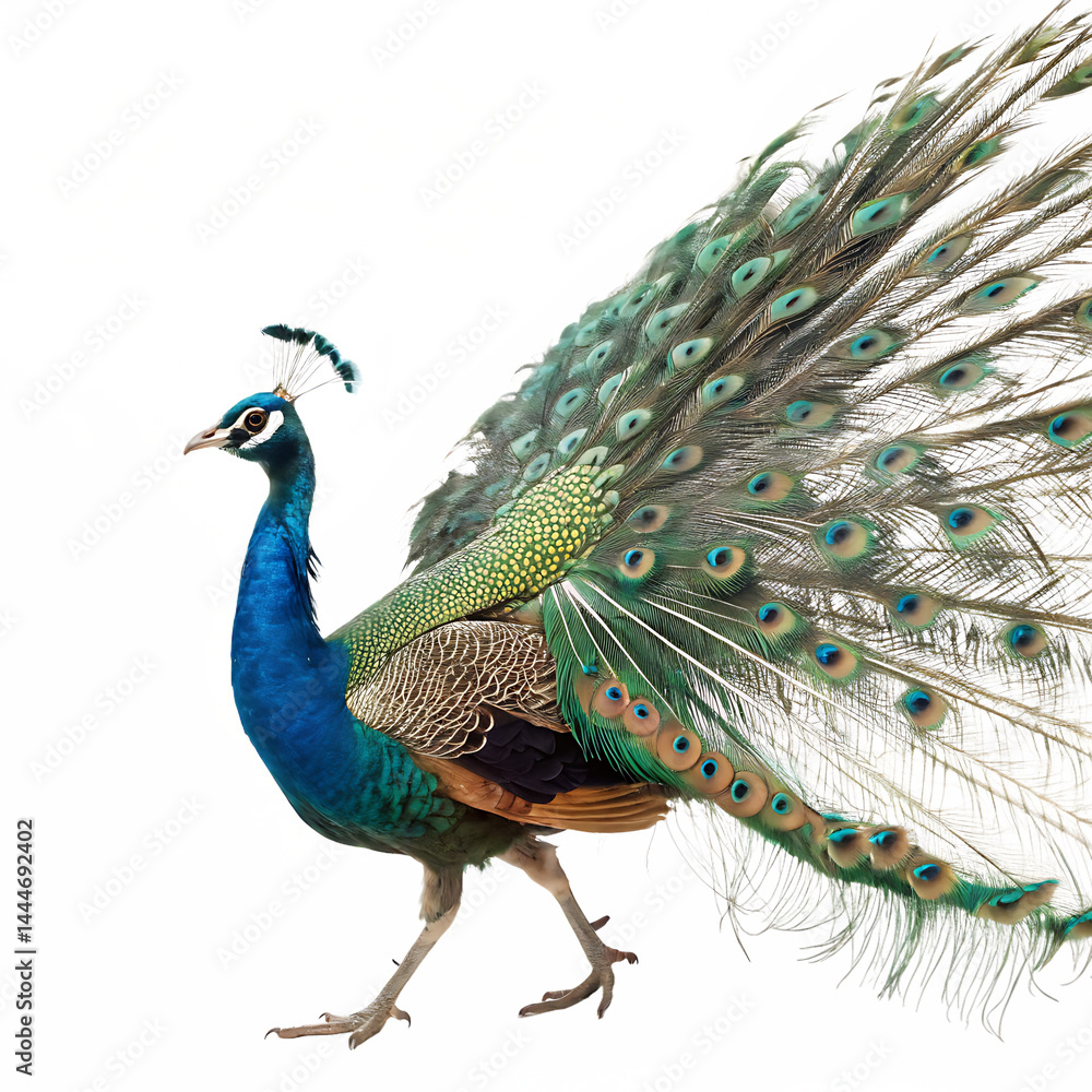Obraz premium A peacock isolated on a transparent background